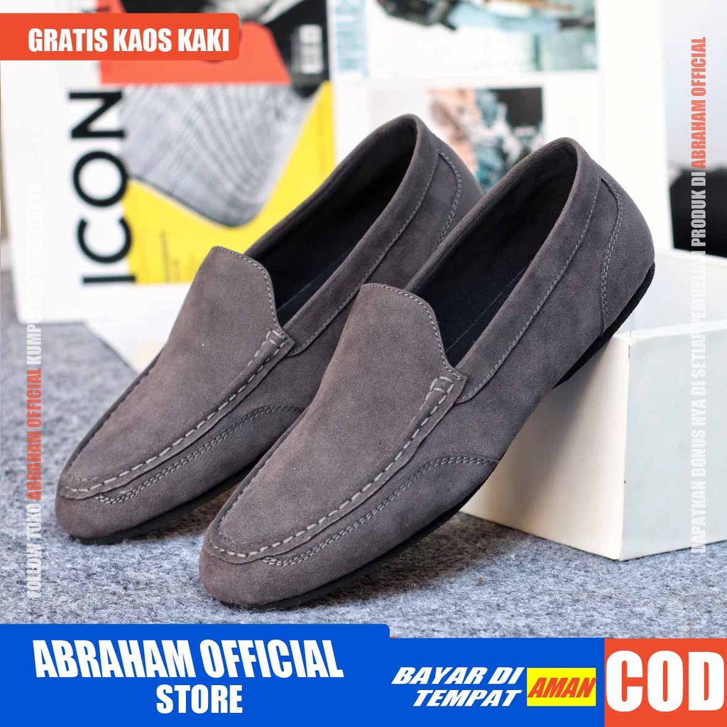 ABRHM MODNEK Sepatu Slip On Pria Sepatu Casual Pria Hitam Santai