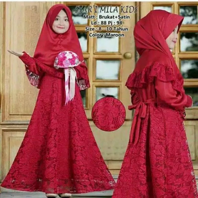 Dress syar'i#Gamis brokat anak#baju pesta anak