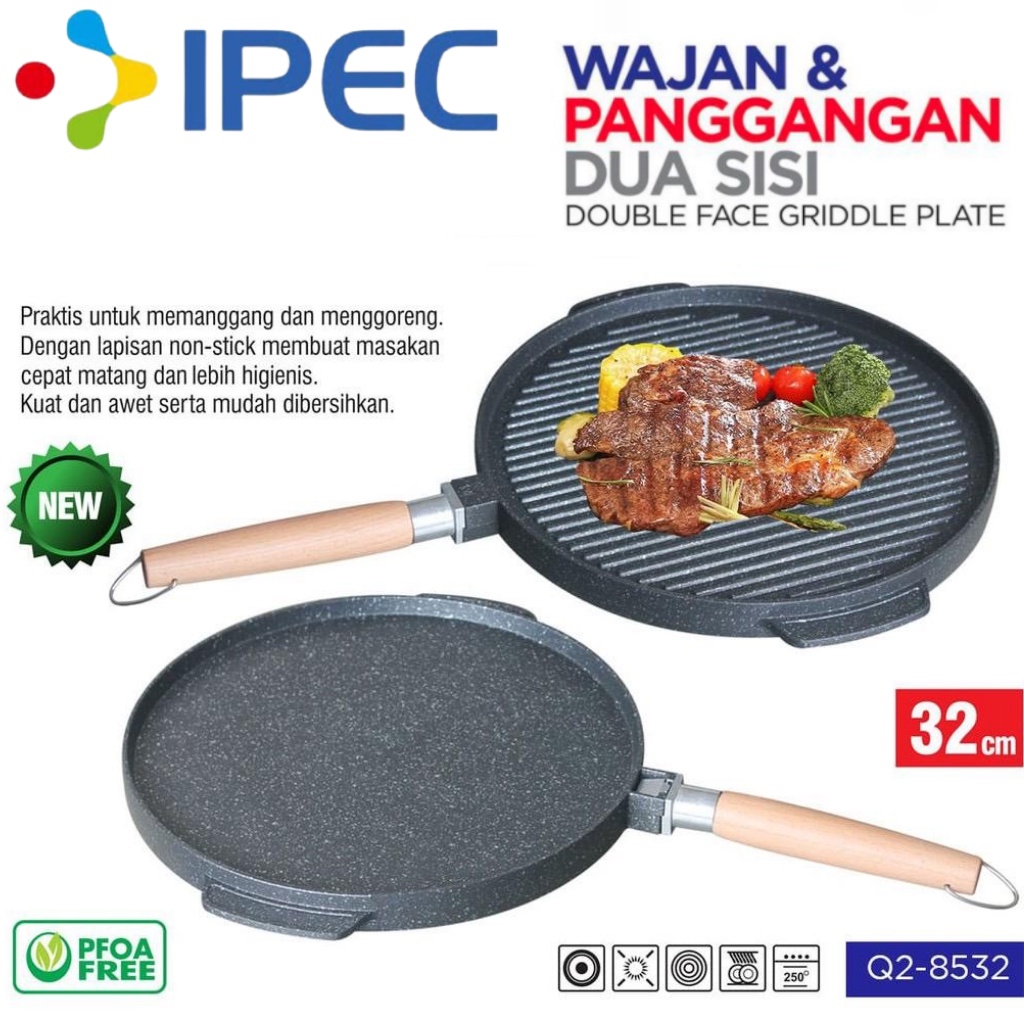 PANCI BBQ GRILL PAN / Alat Panggang Daging 2 sisi / alat pemanggang Barbeque Grill Pan doubele face 8532