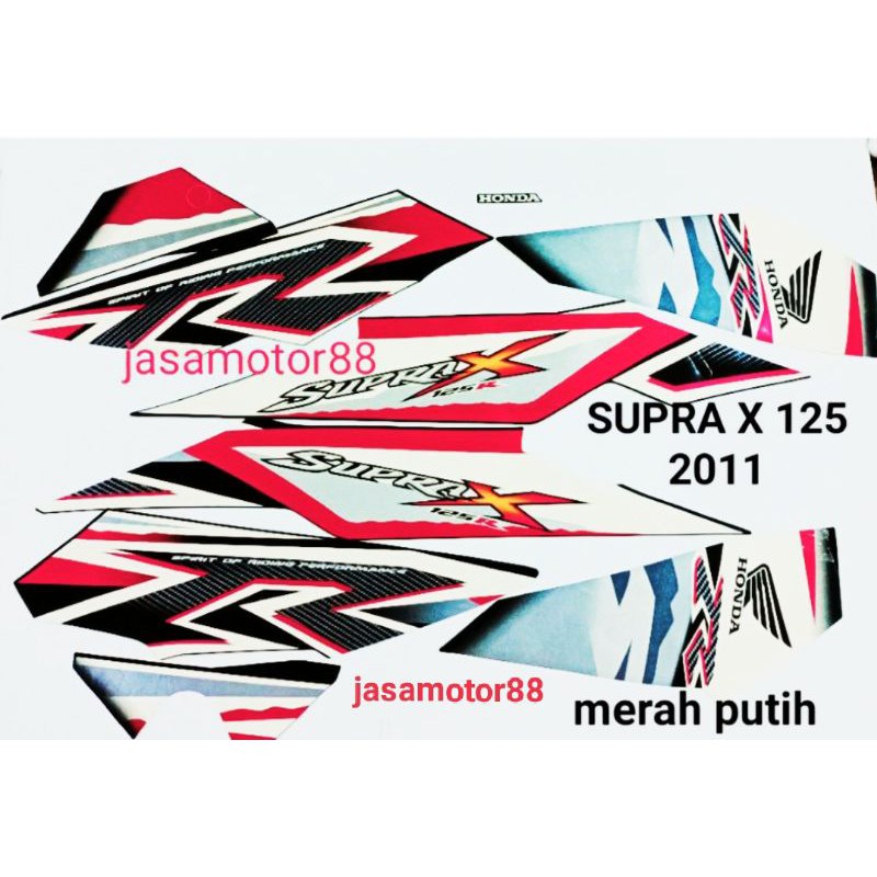 LIS STRIPING STIKER HONDA SUPRA X 125 THN 2011 WARNA MERAH PUTIH