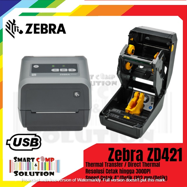 Printer Label Barcode Zebra ZD-421 300Dpi - ZD421 / ZD 421CN / ZD 421