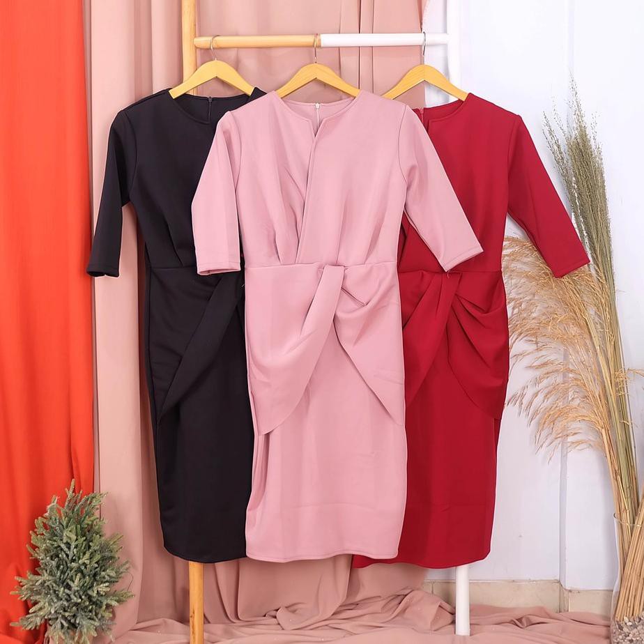 Hasil gambar untuk Violet Dress Casual Terusan Pesta Scuba Fashion Wanita