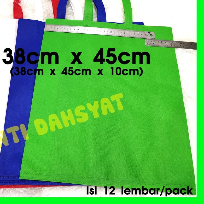 

☑ Tas Spunbond Goodie Bag Non Wooven Handle Lipat Samping 38x45+10 (isi 12lembar/Lusin) Tas Sembako Besar PALING MURAH ♢