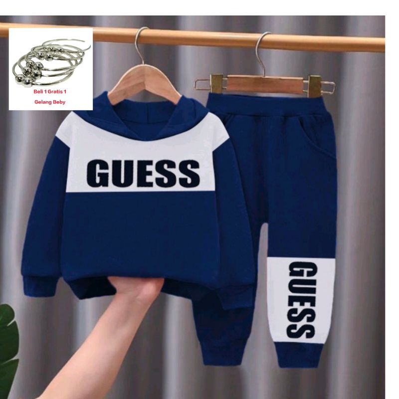 PROMO-SETELAN SWEATER HOODIE ANAK LAKI-LAKI DAN ANAK PEREMPUAN UMUR 1-5 TAHUN PAKAIAN BAJU HOODIE GUESS TERBARU 2022