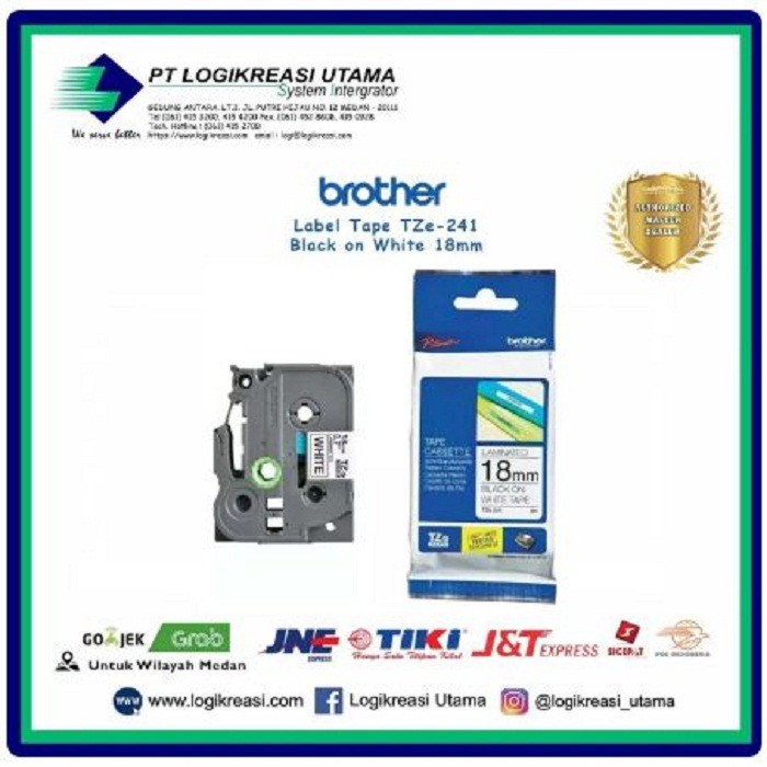 

Label Tape P-Touch Brother TZe-241 Black on White 18mm