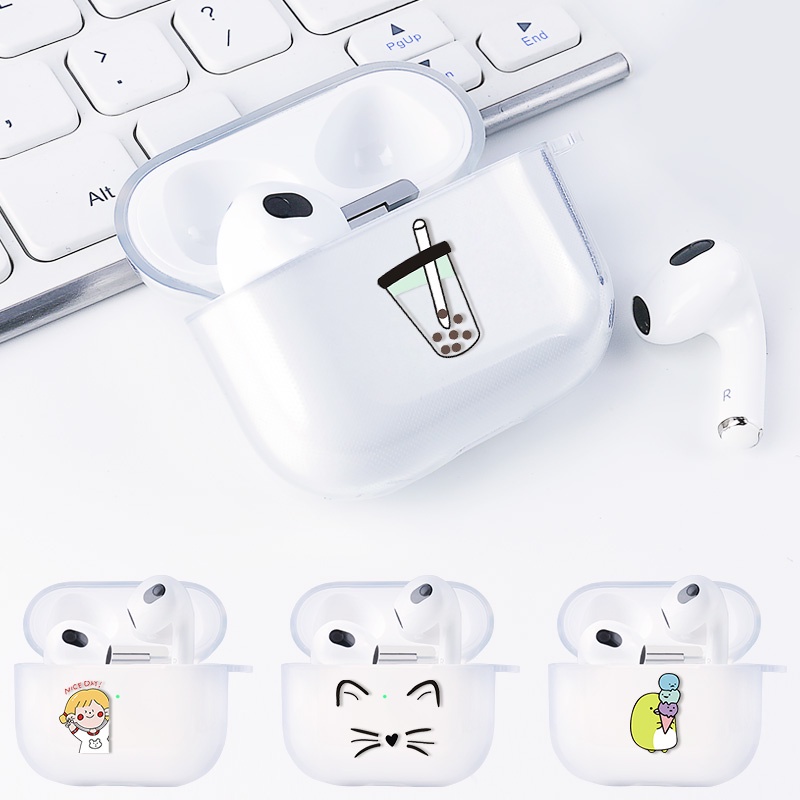 Case Cover Earphone Desain Hewan Milktea Untuk AirPods 3