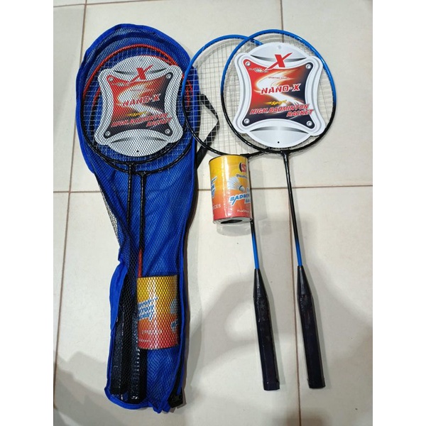 Raket Batminton set isi 2 raket dan kok bahan plastik