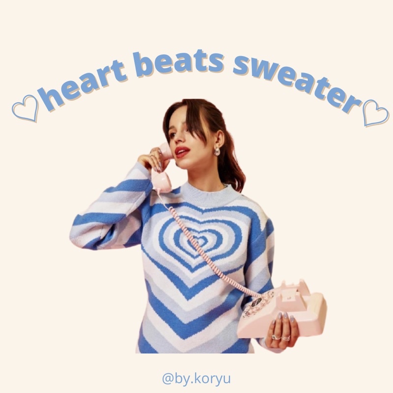 𝗯𝘆.𝗸𝗼𝗿𝘆𝘂♡-[READY STOCK]heart beats sweater indie kid