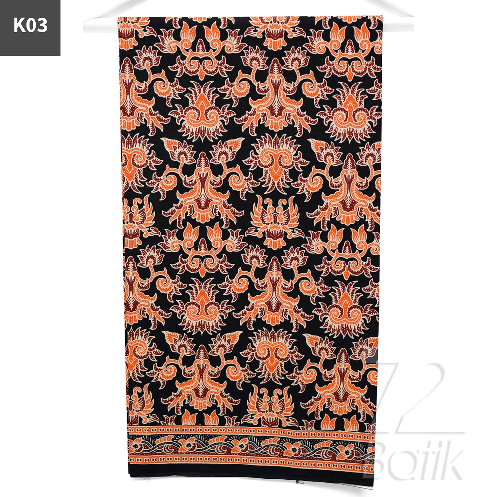 KAIN BATIK PREMIUM Bahan Katun Motif Tirta Alam Warna Orange Hitam 721832 Cap 72 Jarik Jarit Samping Kebat Panjang Batik Katun Modern Premium Bahan Seragam Batik Pernikahan Kantor Keluarga Murah Kamen Jadi Batik Bali Lembaran