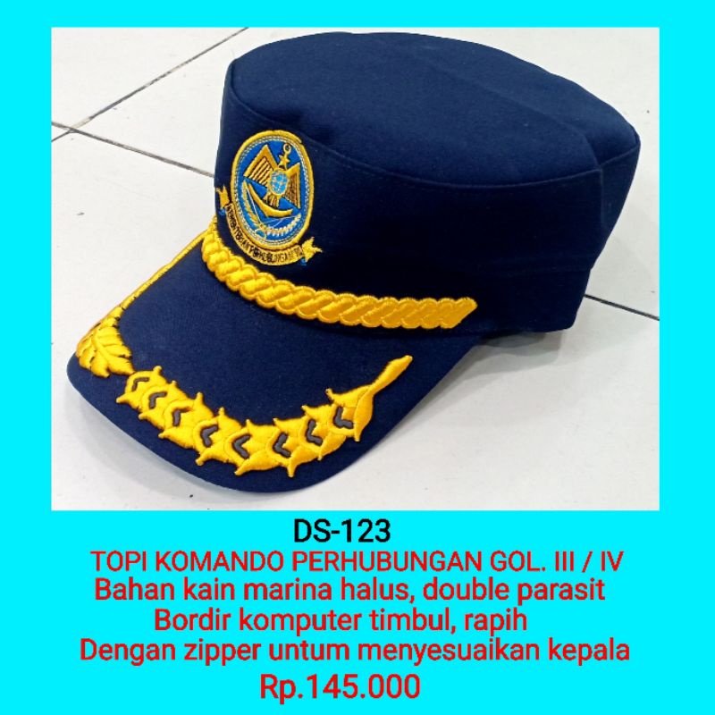 ds-123 topi komando perhubungan golongan 3 jabatan struktural topi komando dishub topi komando kemen