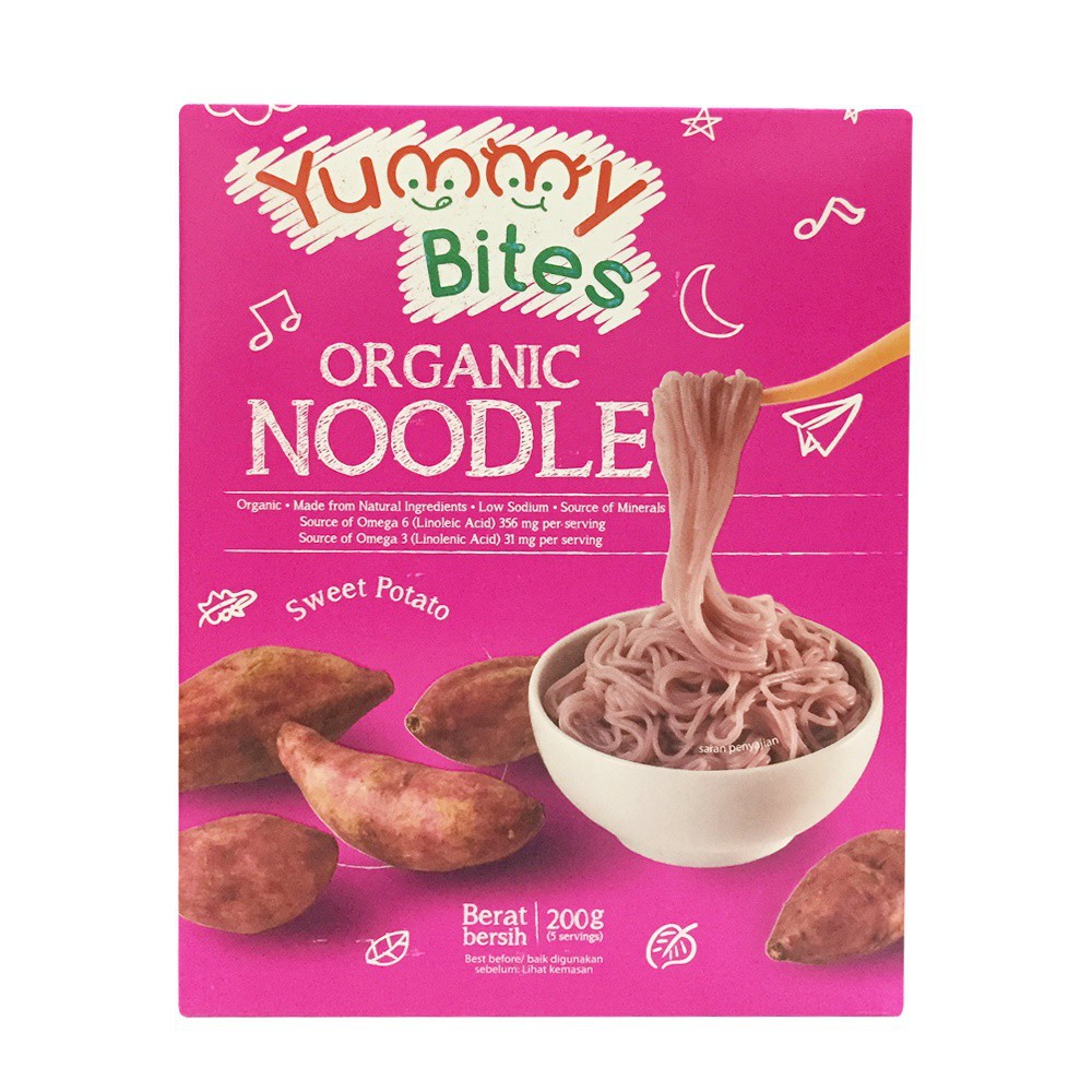 Yummy Bites Organic Noodle Mie MPASI Bayi Organik 200 gram - Sweet Potato