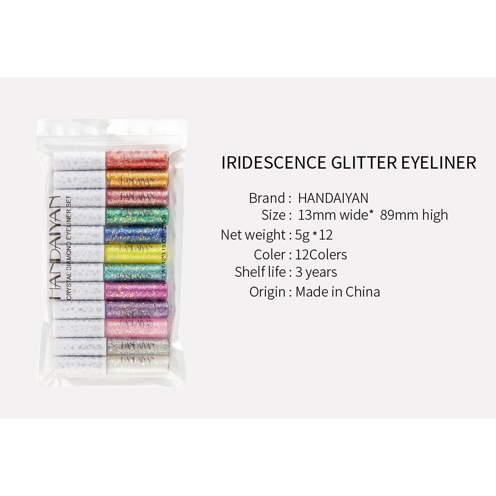 HANDAIYAN Eyeliner  Eyeshadow  Crystal Dlamond Waterproof   Long Lasting 12 colors