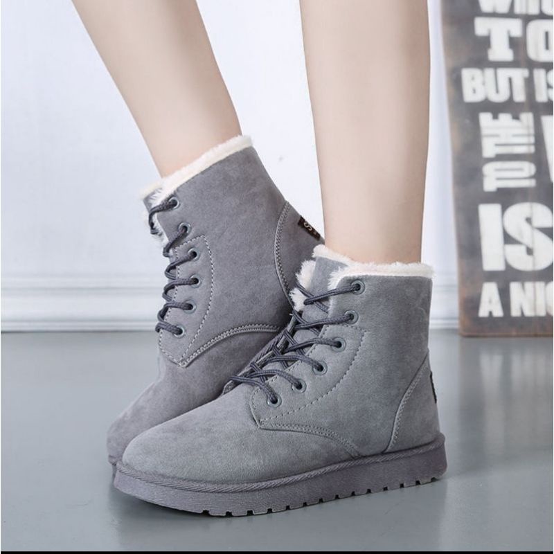 IMPORT WOMAN SUEDE WINTER BOOTS THERMAL SHOES SEPATU WANITA MUSIM DINGIN