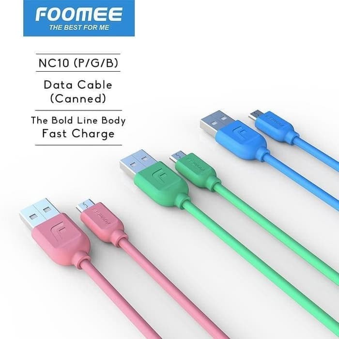 Kabel Data Charger Foomee NL10 2.4A Kabel Data Micro USB 100Cm