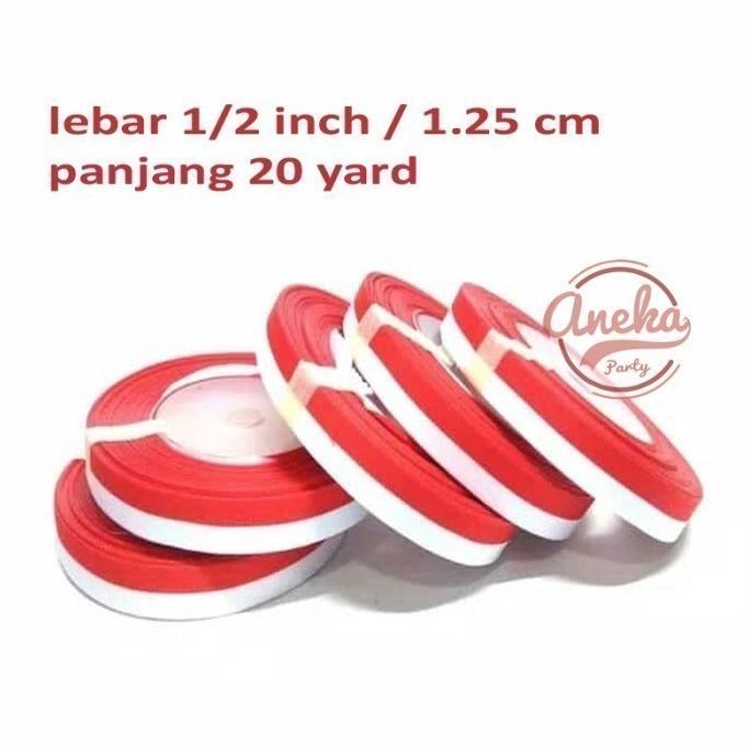 

Pita satin merah putih 12 inci hiasan 17 agustus HUT RI pita kain