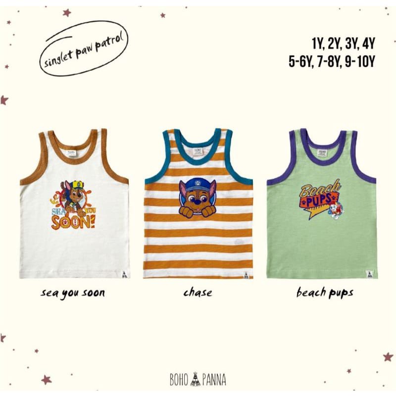 BOHOPANNA | BOHO | BOHO PANNA SINGLET PAW PATROL | KAOS KUTUNG PAW PATROL | KAOS KUTUNG BOHOPANNA