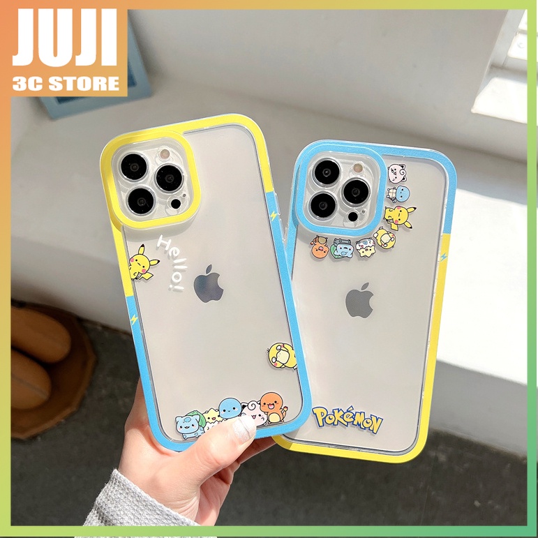 Pok Mon elf Kartun 360 Derajat° Soft case Silikon Transparan Motif Mata Kartun Untuk iphone x xs xr xsmax 11 12 13 pro max