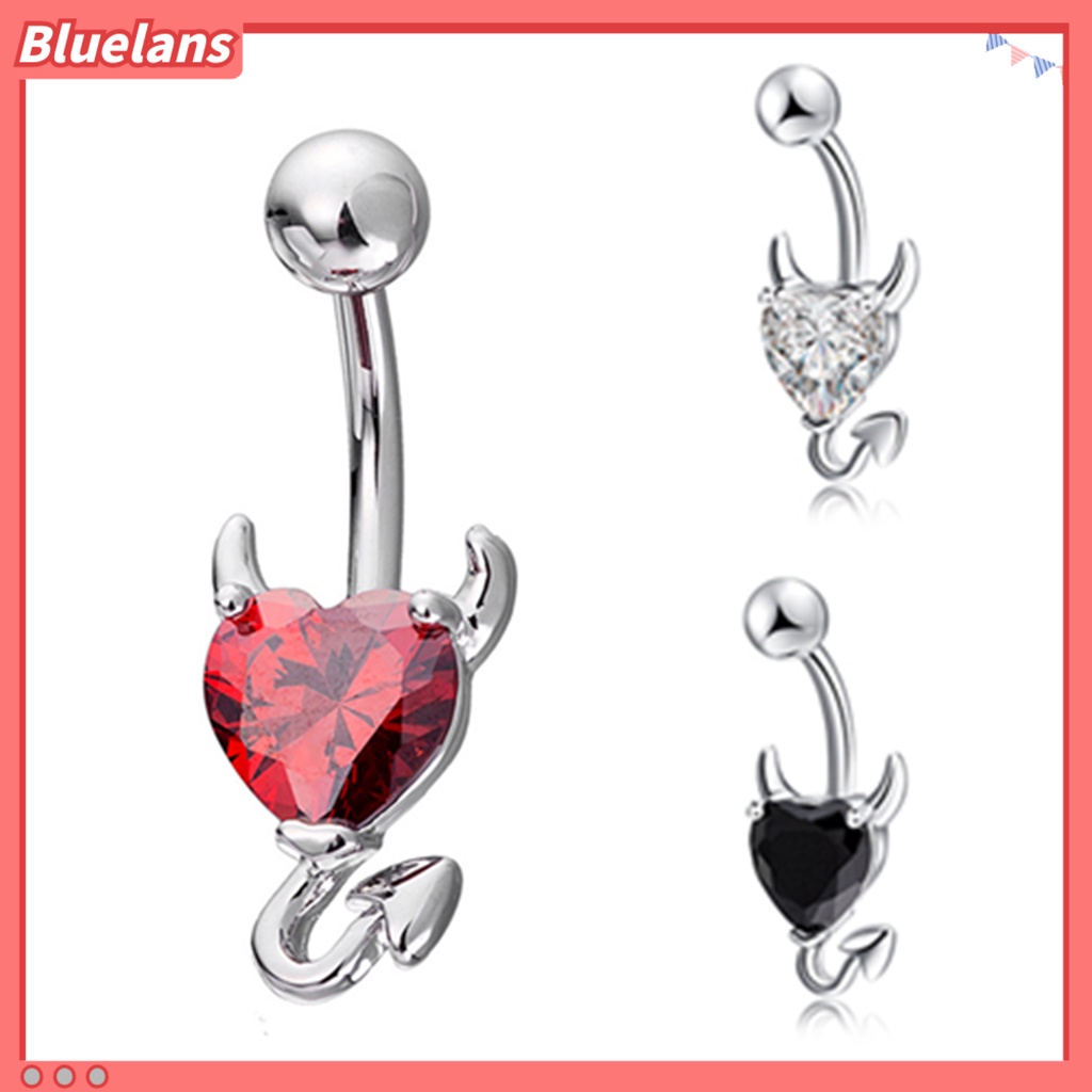 Bluelans Fashion Sexy Heart Shape Navel Belly Button Ring Rhinestone Body Piercing Jewelry