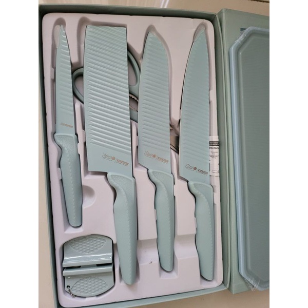 STEIN NEO BLADE PISAU STEINCOOKWARE PISAU NEO STEIN KNIFE set 5 + Free Telnan +Free Knife Sharpener ORI