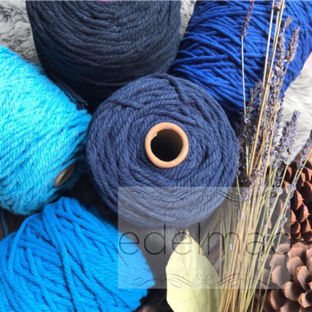 Tali Katun Macrame Biru Premium Twist