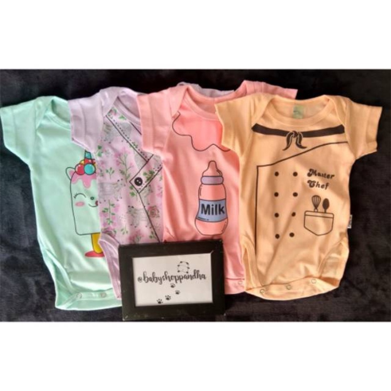 Kazel Bodysuit Chef Girl 4pcs Baju Jumper Bayi Perempuan