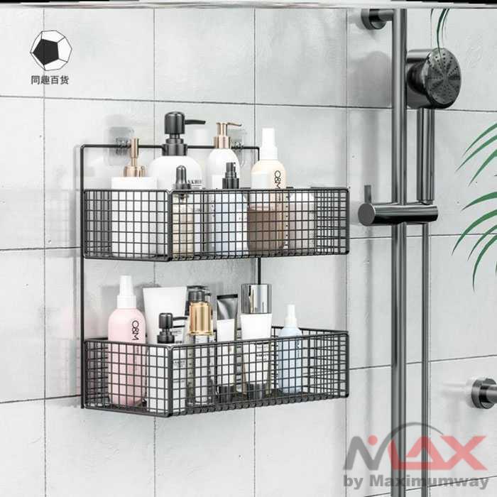 Rak Organizer kamar mandi Aluminium Tahan lama Tidak berkarat tempat barang shampoo botol sabun odol metal besi anti karat Rak susun tembok cantel Kamar mandi organizer tempat sampo sikat gigi Aluminium  Rack Bathroom 2 Layers besar luas muat banyak