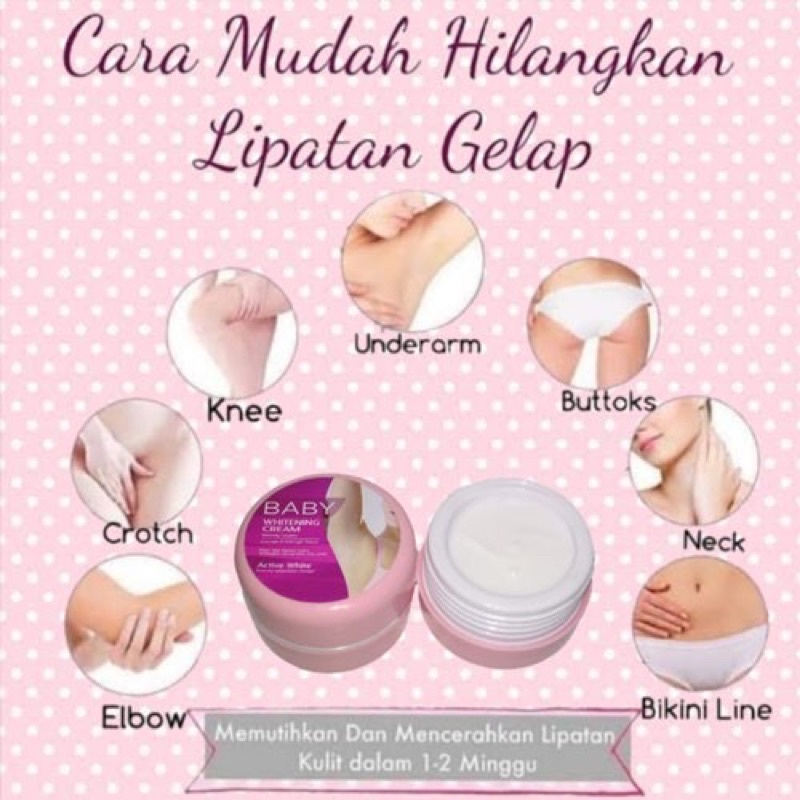 BISA C0D - Baby Whitening Krim - Cream Pemutih Badan, Ketiak, Leher dan Selangkangan