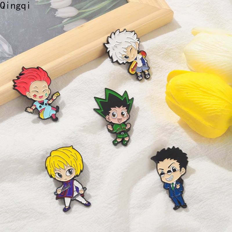 5pcs / Set Bros Pin Enamel Desain Karakter Anime Demon Slayer HUNTERXHUNTER Untuk Hadiah