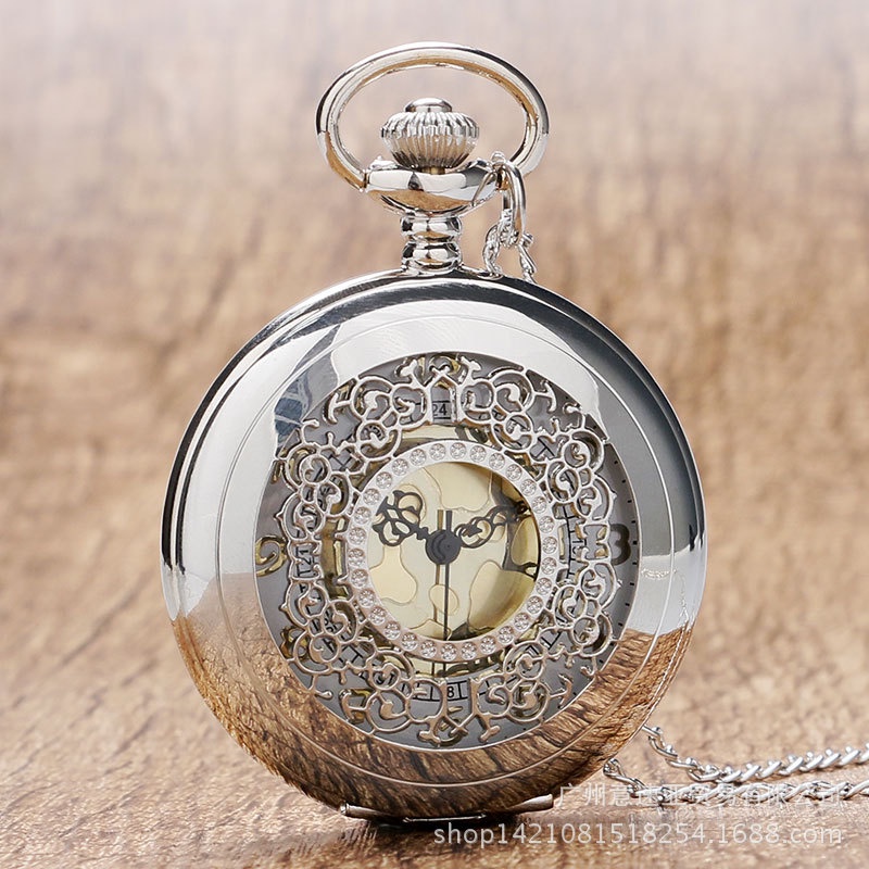 Pasokan  Fashion Hollowed-Keluar Jendela Bunga Pocket Watch Vintage Padat Bunga Emas Wajah Pria  Wan