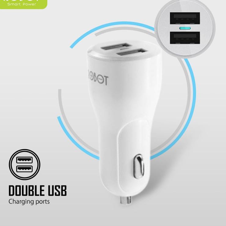 Robot RT-C06 2.4A Dual USB Ports Car Charger Charger Mobil Saver