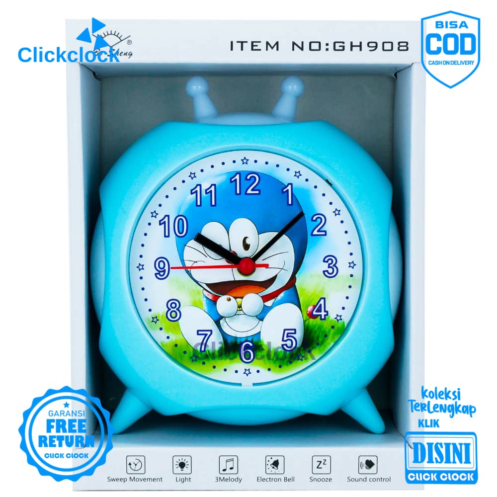 Jam Weker Quartz Alarm Clock Biru Muda GH-908 Kecil Murah Keren alarm dan kring