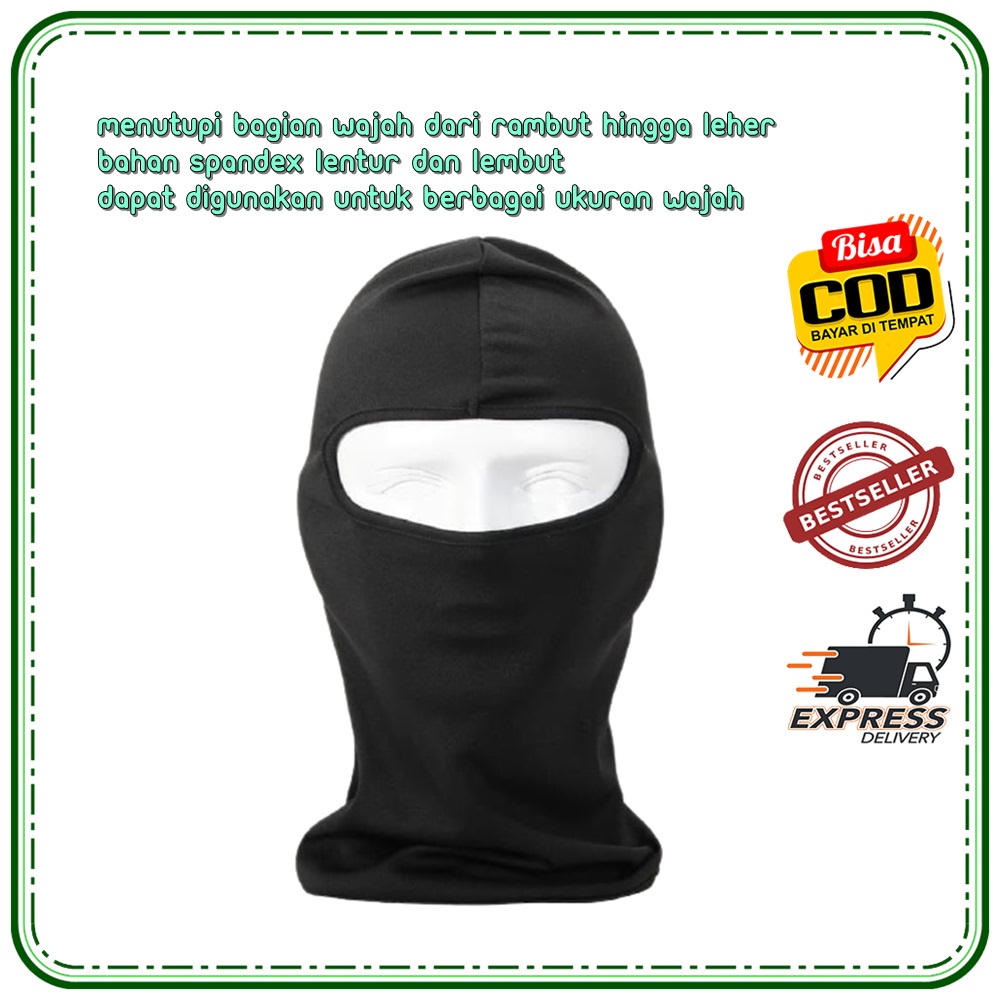 Masker Full Face Spandex Motor Helm Balaclava Ninja Polos Mask / Masker Ninja Penutup Seluruh Muka Penutup Kepala Dan Muka