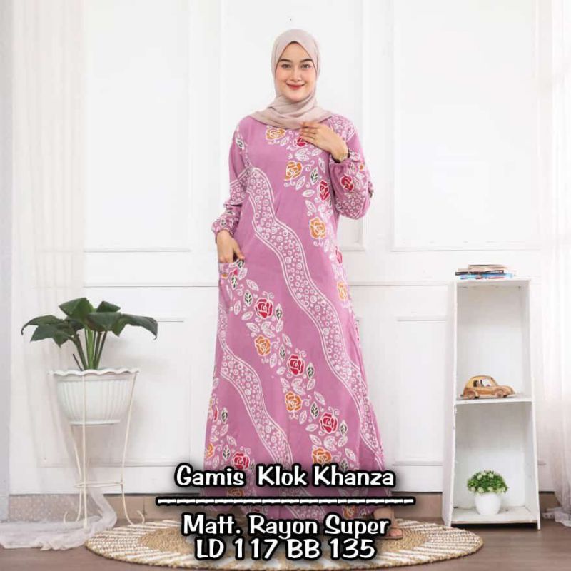 Gamis Jumbo Rayon Kekinian Premium Busui Resleting Depan HomeDress Terbaru Batik Cap Termurah Pekalongan