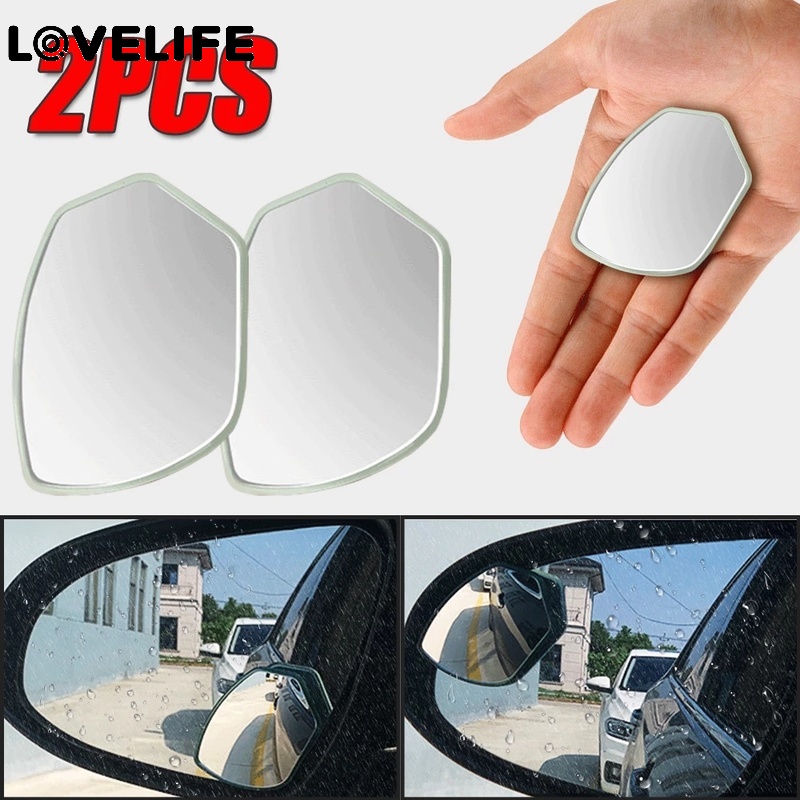 2pcs / Pak Kaca Spion Blind Spot HD Tanpa Frame Anti Kabut Sudut Lebar Adjustable Untuk Mobil