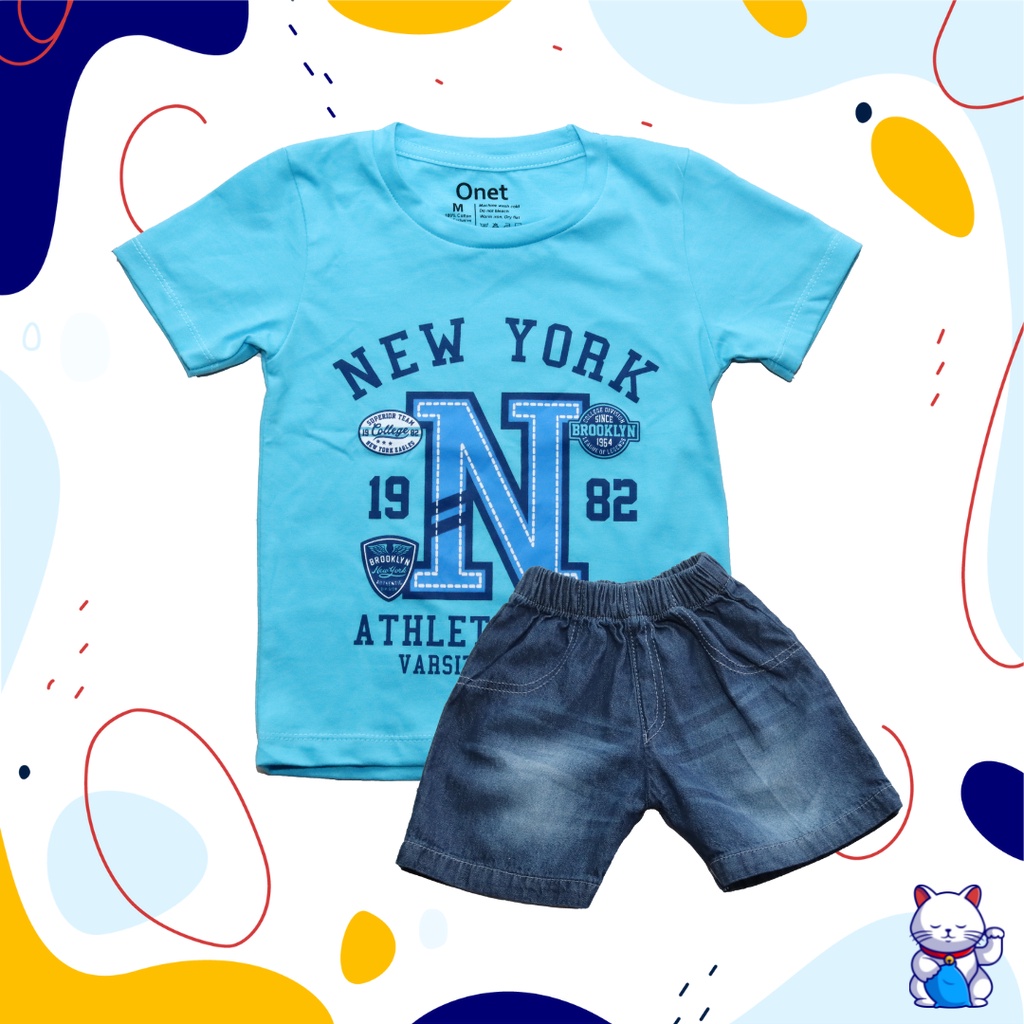 Setelan baju kaos distro anak laki laki umur 1 - 5 tahun velvet junior libby
