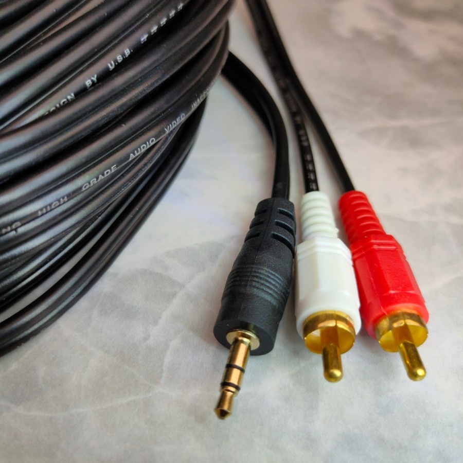 KABEL AUDIO TO RCA 2 GOLD PLATED 20M (1-2) / JACK 3.5 - 2 RCA 20 METER