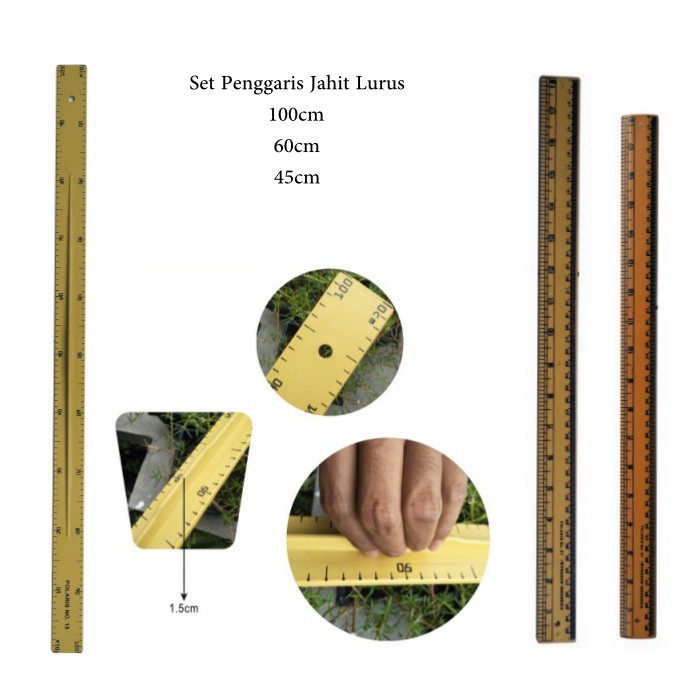 

Penggaris Jahit Set Lurus 45 60 100 cm