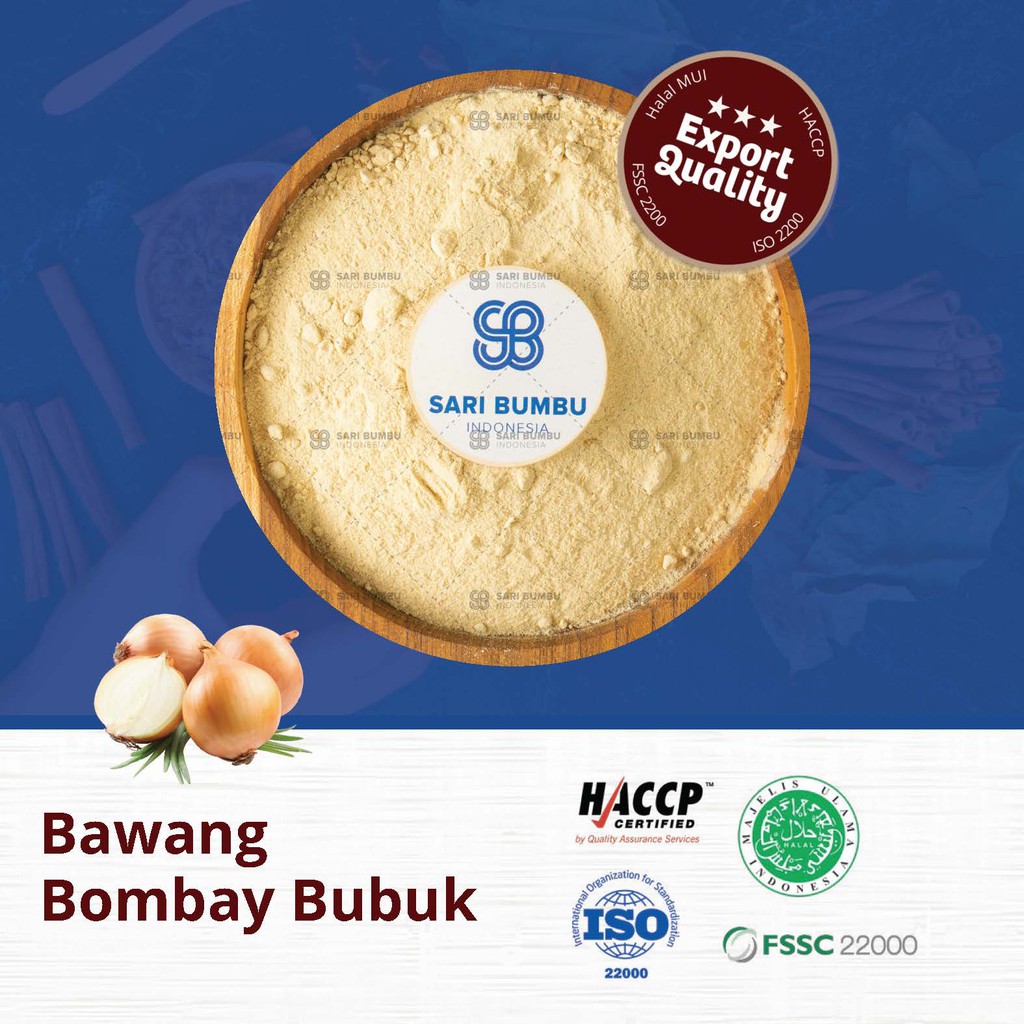

Bawang Bombay Bubuk tanpa pengawet dan pewarna buatan ukuran 250gr sebagai bumbu masakan