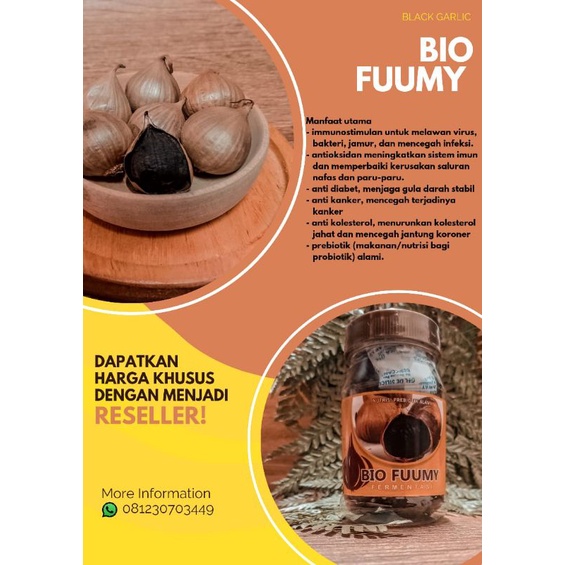 Bio Fuumy/Bawang Hitam/Black Garlic/Bawang Putih Tunggal Fermentasi/Bawang Lanang