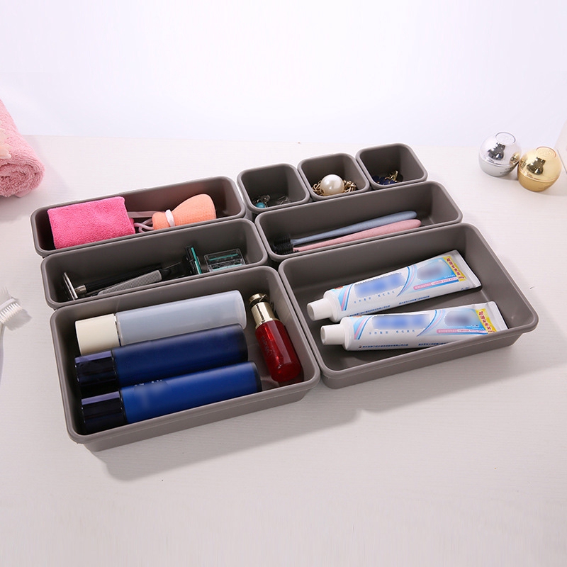 8pcs / set Kotak Laci Organizer Kosmetik / Makeup / Alat Mandi / Dapur / Kantor