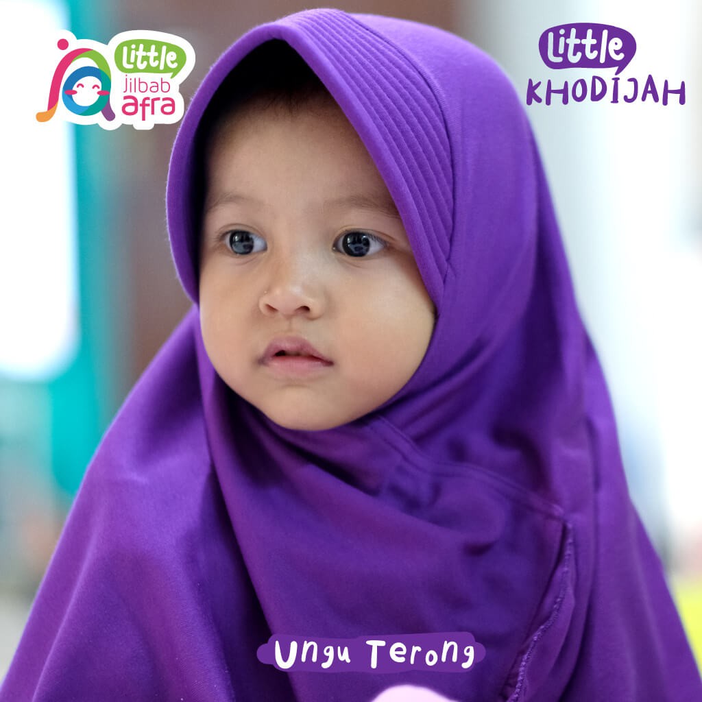 Jilbab Instan Anak Little Khodijah Ungu Terong - Little Jilbab Afra - Bahan Kaos, Adem &amp; Lembut