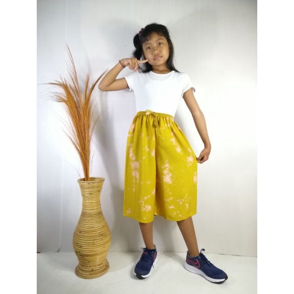 Celana Kulot 7/8 Rayon Tie Dye Anak (5-12 th) Free Scrunchies