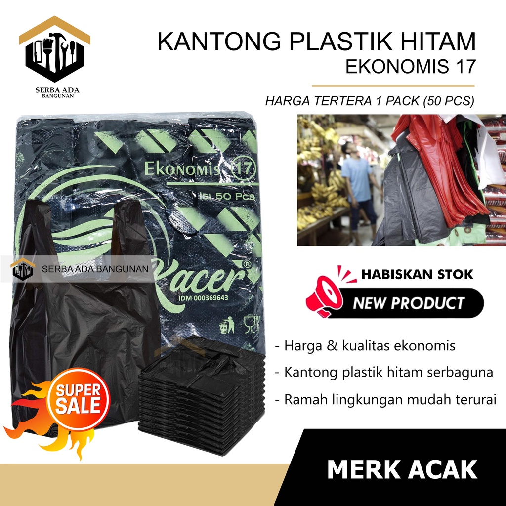 Kantong Kresek | Kantong Plastik HD Hitam ekonomis | kantong plastik Hitam | plastik kresek | UK 17x30