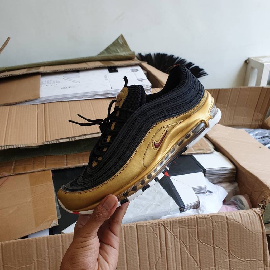 Sepatu cowok nike airmax 97 black gold premium high quality