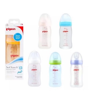 BOSU266 BOTOL SUSU KACA PIGEON GLASS BOTTLE SOFT TOUCH WIDENECK 240 ML