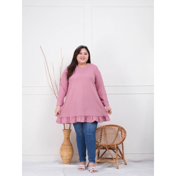 COD tunik jumbo polos Ld 125cm