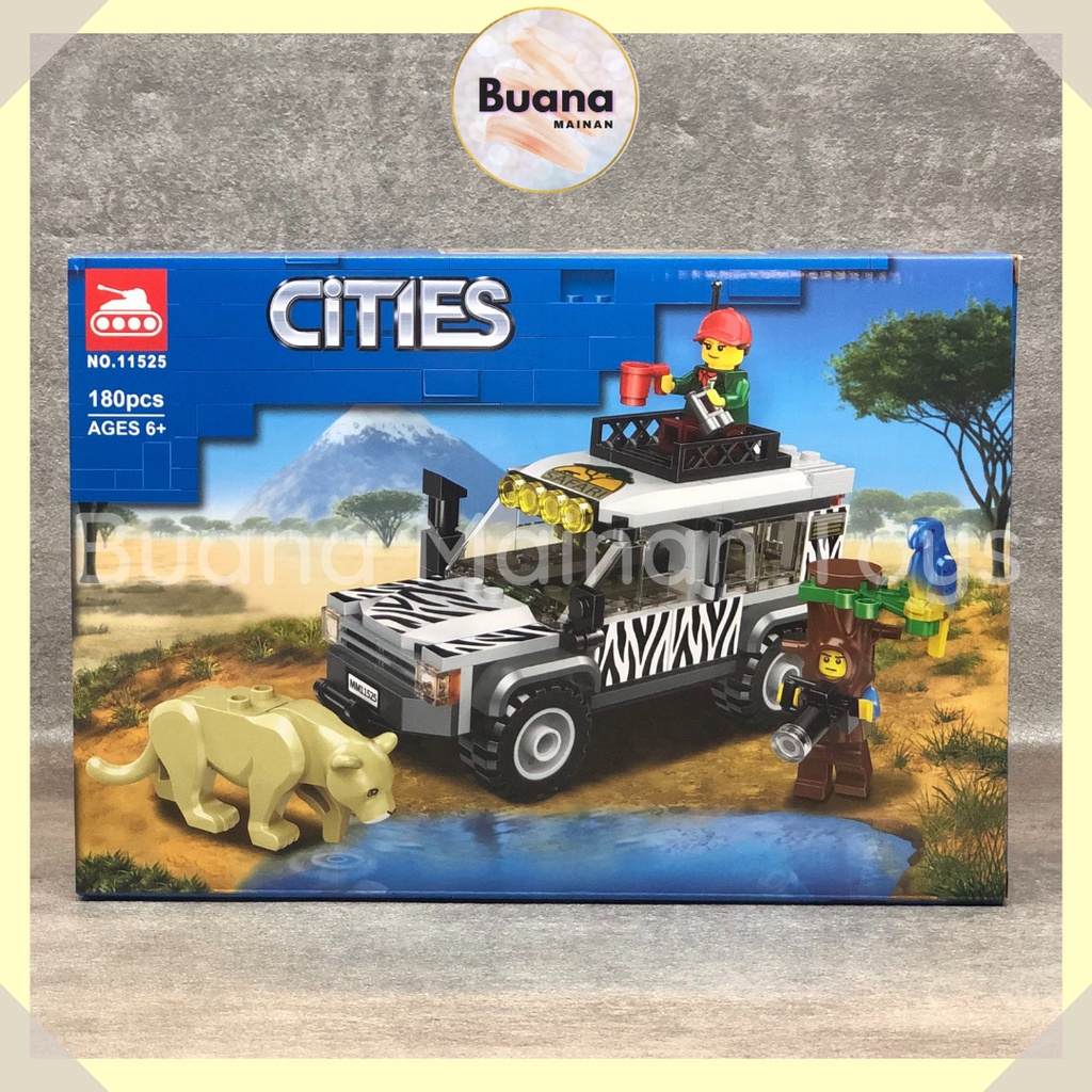 BRICK CITIES SAFARI OFFROAD MAINAN EDUKASI ANAK COWO CEWE TEMA OUTDOOR ZOO CAR BRICKS BLOCK 11525