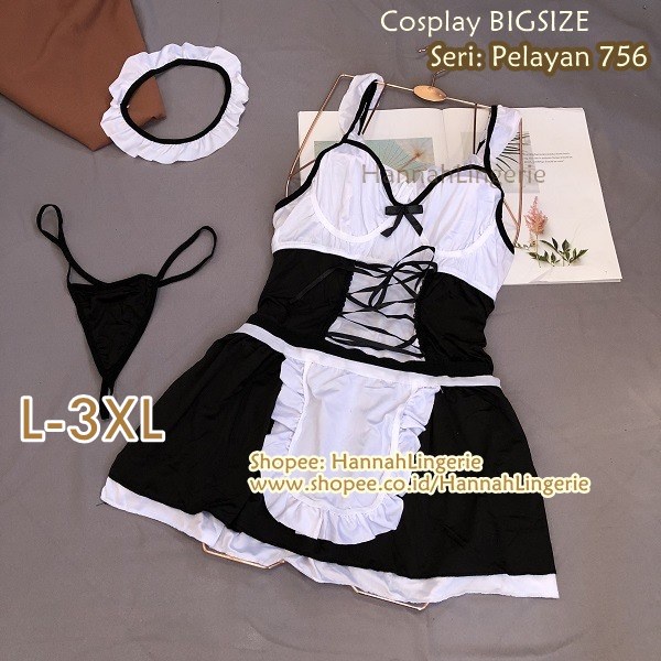 XXXL XXL XL L Lingerie Kostum by Hannah Big Size Costume Maid Pelayan Pembantu ART Jumbo Bigsize 756