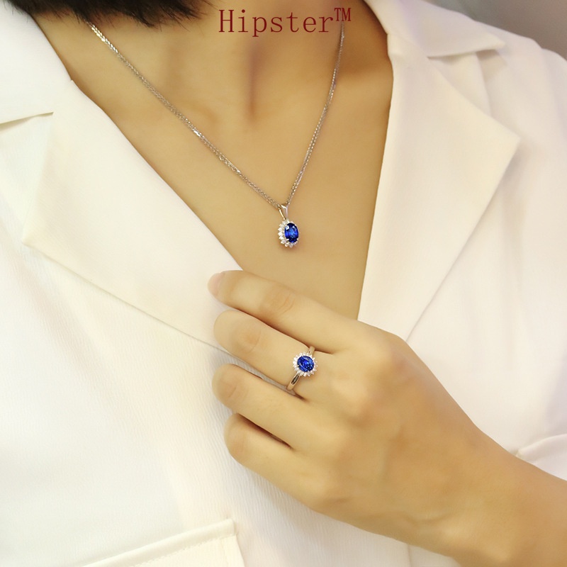 Fashion Elegance Retro Clavicle Chain Colored Gemstone Pendant