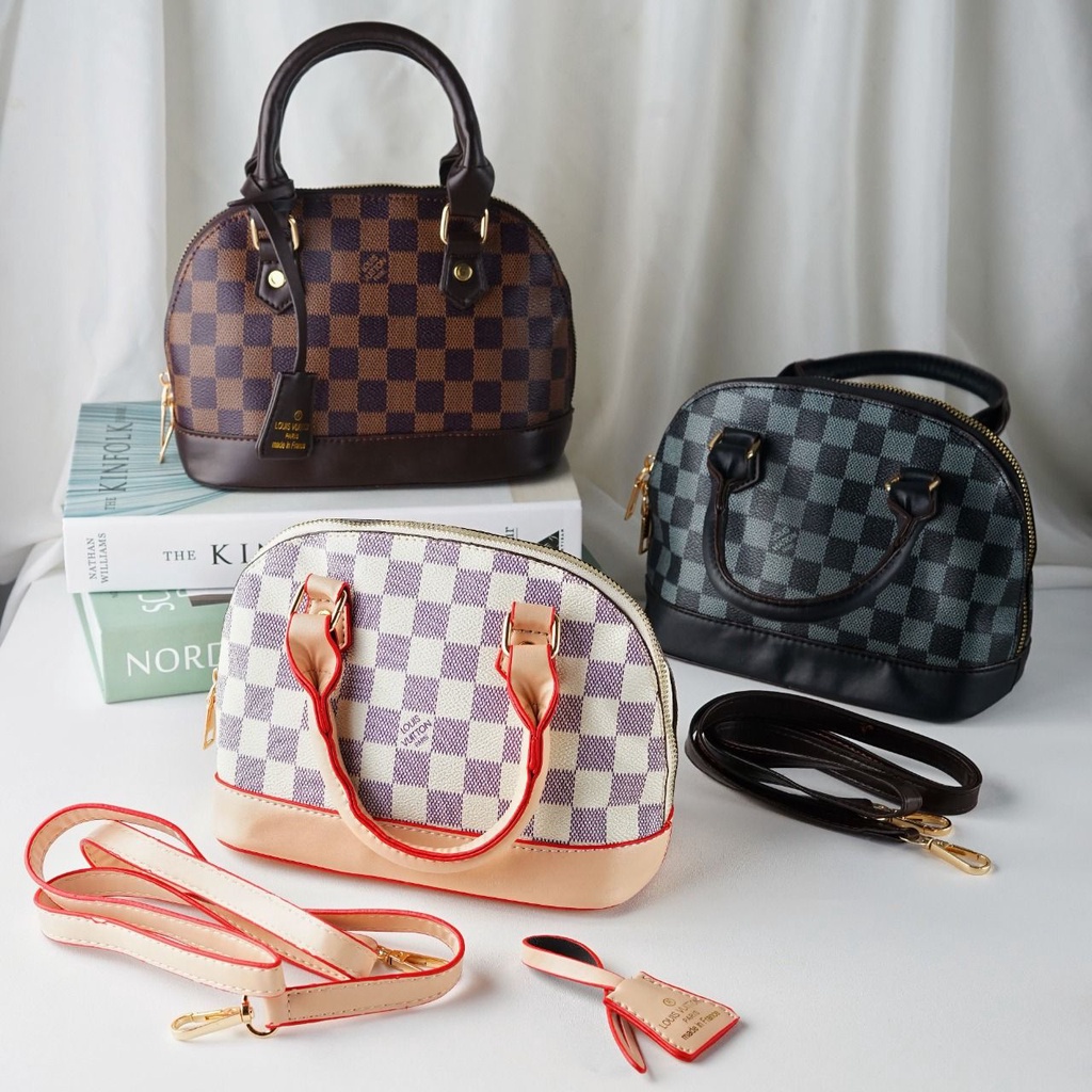 EL 5967 RISCE TAS HAND BAG IMPORT WANITA CEWEK PEREMPUAN JAKARTA BATAM MOTIF KOTAK FLOWER